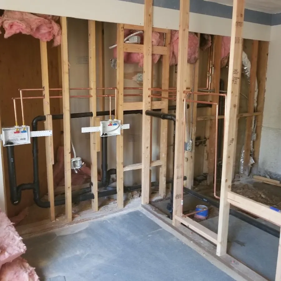 Copper pipe rough-in and plumbing installation in Westview